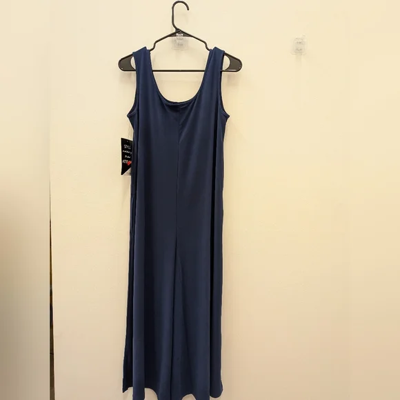 Attitudes by Renee Navy Jumpsuit Size S Sleeveless Wide Leg Stretch Romper - Picture 7 of 7